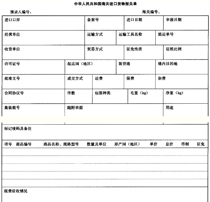 報關(guān)單據(jù) 分為進口和出口兩種模式